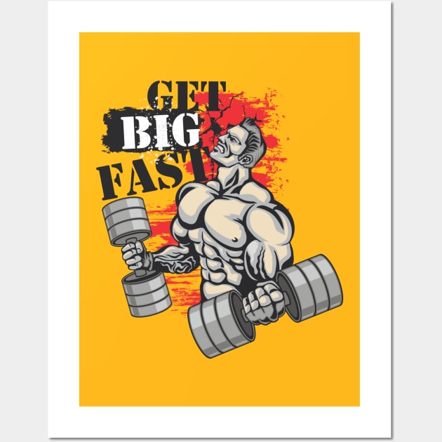 Get big fast - Crazy gains - Nothing beats the feeling of power that weightlifting, powerlifting and strength training it gives us! A beautiful vintage design representing body positivity! Light Wall Art by Crazy Collective